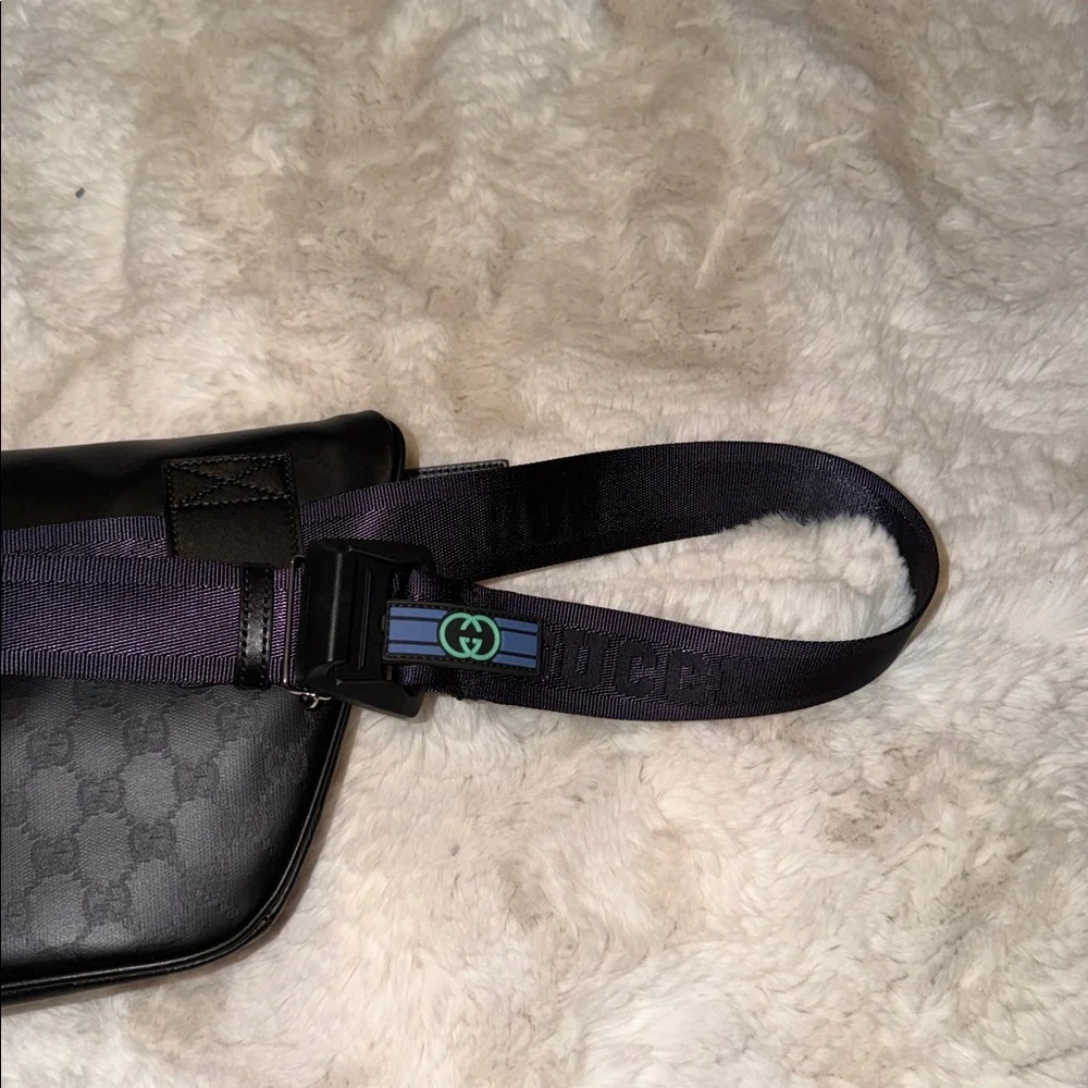 Gucci GG  Black Monogram Crystal Large Waist Bag - Authentic - Brand New